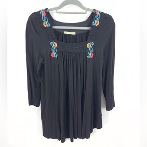 Anthropologie Caite Top Womens Small Floral Embroidered Boho Festival Whimsigoth